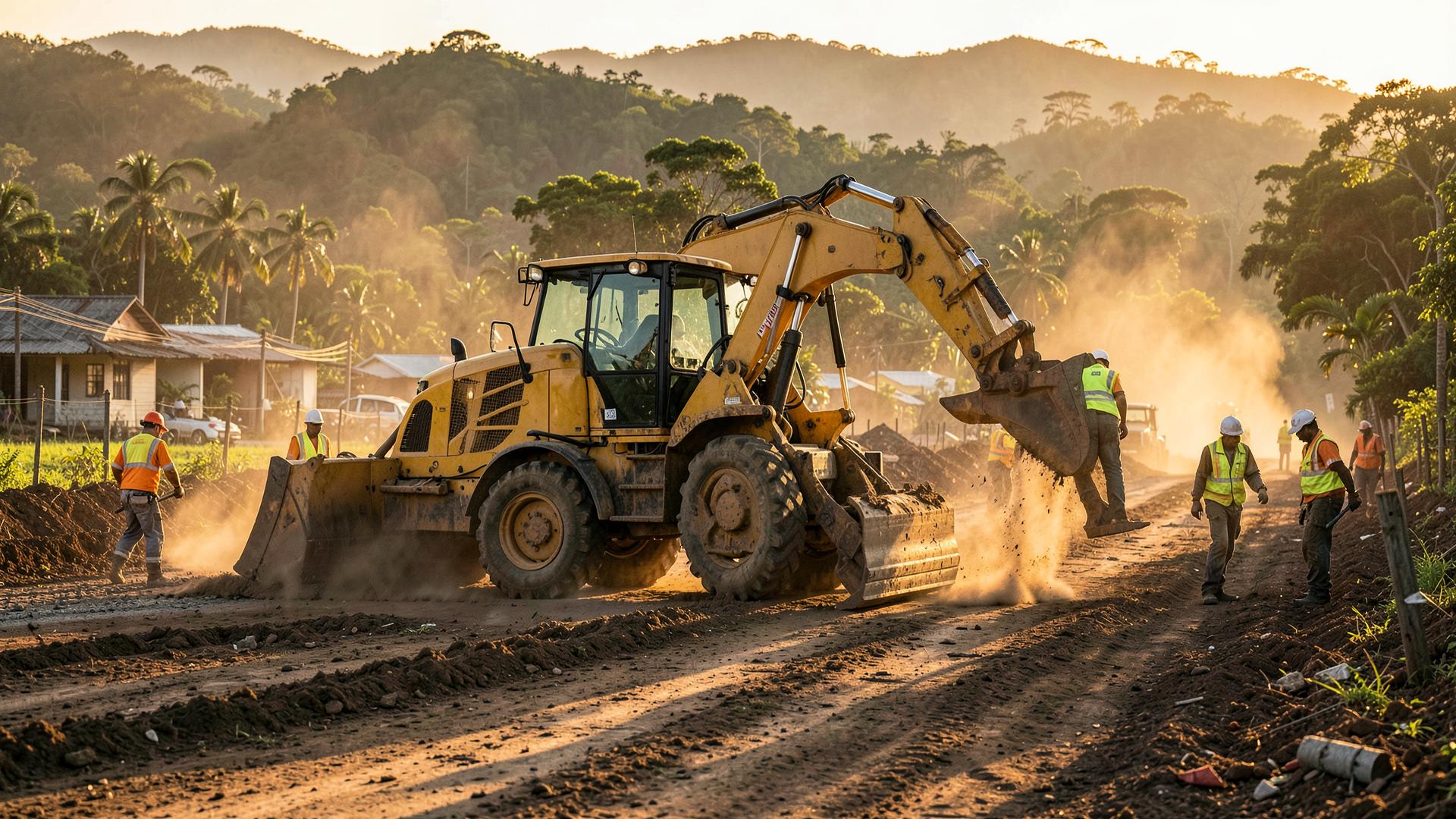 Maquinaria trabajando en una obra municipal